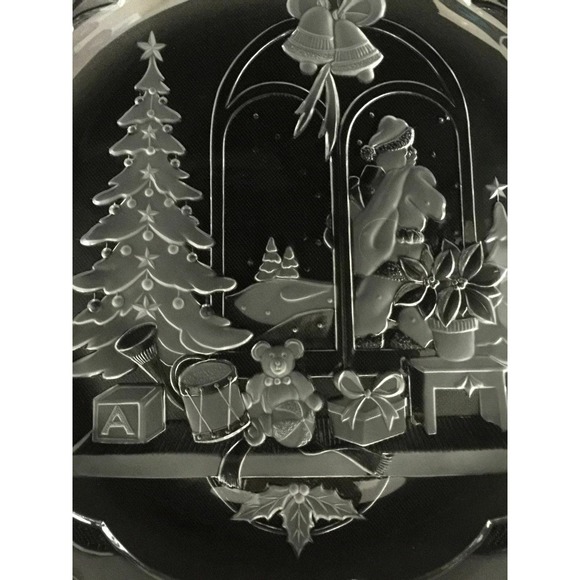 Mikasa Huge Serving Platter Plate Clear Frosted Glass Winter Christmas Scene 14" - Picture 7 of 9